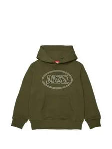 Худи с круглым капюшоном Diesel Kids, зеленый