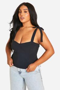 Топ корсетный Boohoo с завязкой и бантом, черный