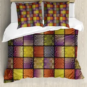 Пододеяльник ABAKUHAUS с цветным рисунком, цифровыми узорами, с защитой от клещей, подходит для аллергиков, с наволочками, 200 x 200 см - 80 x 80 см, разноцветный