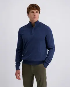 Мужская трикотажная кофта на молнии из хлопка Troy голубой деним Pierre Cardin