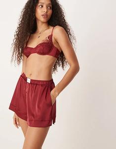 Атласные боксеры Kat The Label Baxter цвета ревеня