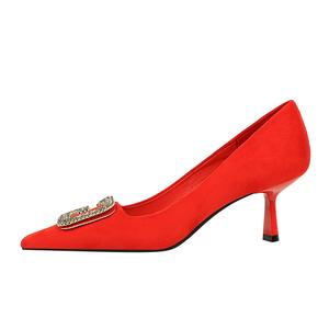 QITUMAUL Женские туфли на тонком каблуке 6 см красные, цвет Red[Heel Height 6cm]
