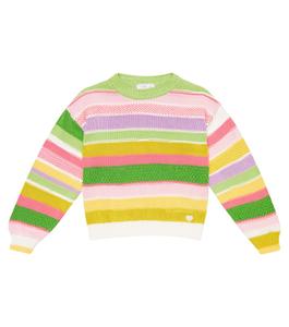 Полосатый хлопковый свитер Monnalisa, разноцветный