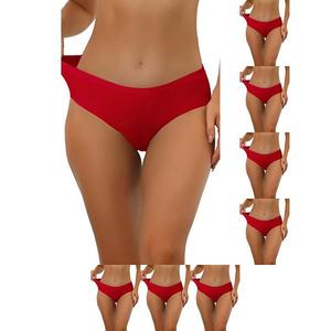 8 пар трусиков для женщин без подкладки, комфортное белье без видимых швов с эластичной талией Inspire Chic, Red