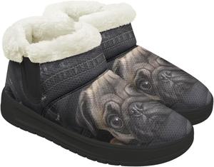 Женские ботинки выше щиколотки с мягкой меховой подкладкой, короткие зимние снежные ботинки с удобной подошвой из пены с эффектом памяти, зимние кроссовки на молнии Chririnla, Pug