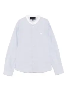 Рубашка с вышитым логотипом Emporio Armani Kids, синий