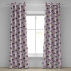 Геометрическая штора на люверсах ABAKUHAUS, ретро-узор с треугольным геометрическим рисунком, мозаичный рисунок с изображением дождя в горошек, декоративная двухпанельная штора, 280 см x 225 см, цвет: фиолетовый, серый, розовый Abakuhaus