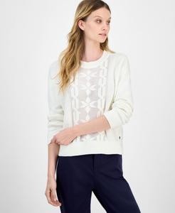 Женский хлопковый свитер с узором в виде снежинок Nautica Jeans, Ivory