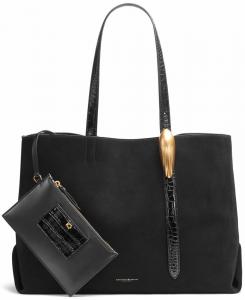 Женская сумка-тоут из жоржета очень большого размера Donna Karan New York, Black/gold