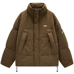 Пуховик Unisex с воротником стойкой утепленный Jeep, coffee "cold-resistant thermal, quality upgraded"