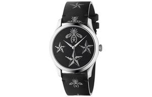 GUCCI Часы G Timeless Collection Wrist Watch Quartz Movement Leather Strap 38mm Black Dial Women's Watch