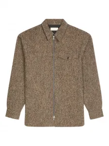 Твидовая рубашка на молнии Dries Van Noten, коричневый