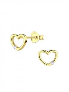 Alexander York Серьги в форме сердца, серьги-гвоздики из золота с кубическим цирконием, изготовленные из серебра 925 пробы, комплект из 2 штук