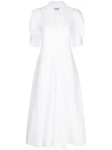 Платье миди с V-образным вырезом GANNI, белый