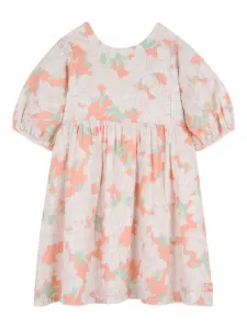 Платье с цветочным принтом Kenzo Kids, бежевый