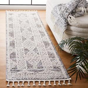 Ковер-дорожка SAFAVIEH, 67 x 244 см, Chapel Collection - , Black & Ivory, марокканский деревенский бохо дизайн с плетеными кистями, без линьки и простой в уходе, идеален для помещений с высокой проходимостью в гостиной, спальне (CHP404Z)