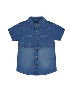 Детская рубашка с коротким рукавом на пуговицах - Baby Deux par Deux, синий