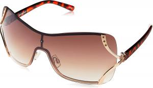 Женские солнцезащитные очки Southpole 454sp Glitzy Metal Shield (140 мм) - защита от УФ-излучения UV400, модный подарок для нее. Прямоугольные солнцезащитные очки, Gold