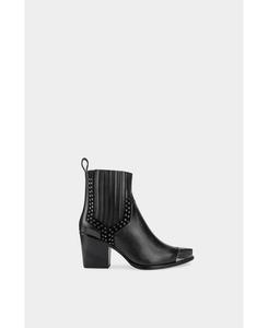 Эксклюзивные женские кожаные ботильоны Firehouse с металлическим носком Dante, Black