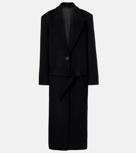 Пальто из смесовой шерсти и твила The Attico, черный