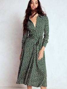 Платье-рубашка Marcia в горошек из джерси Boden, Green/Multi