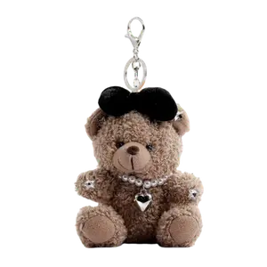 Fluffy bear Милый розовый плюшевый кулон с медвежонком и бантом, высота 13 см