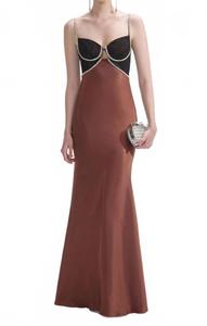 Women's Satin Diamante Gown In Brown Self-Portrait