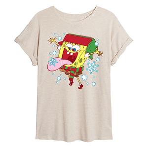 Футболка Juniors Spongebob Squarepants Catching Snowflakes oversized Nickelodeon, Birch