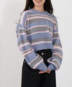 Пуловер из смешанной пряжи со случайной каймой Archives, цвет Blue