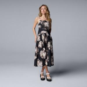 Женское платье миди с заниженной талией Simply Vera Vera Wang, цвет black beige floral