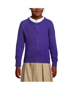 Кардиган из хлопка и модала для школьной формы девочек Lands' End, фиолетовый