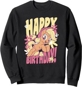 Толстовка с изображением Эпплджек из мультфильма «Мой маленький пони» на день рождения, черная (black 19-3911tcx) My Little Pony