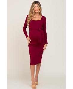 Базовое платье миди с квадратным вырезом для беременных Pinkblush, Burgundy