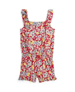 Ромпер из джерси с рюшами и цветочным принтом для девочек постарше Polo Ralph Lauren, красный