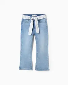 Детские брюки-клеш с цветочным поясом Zippy, светло-голубой