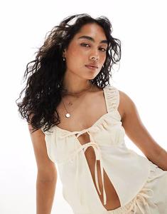 Майка с завязкой спереди в цвете пахты Miss Selfridge