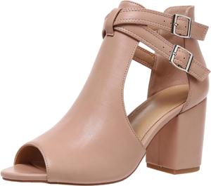 Женские босоножки с открытым носком на высоком каблуке, боковыми вырезами, массивным каблуком и регулируемой пряжкой на щиколотке, летние ботильоны, размеры US5-11 SelRoys, Pink