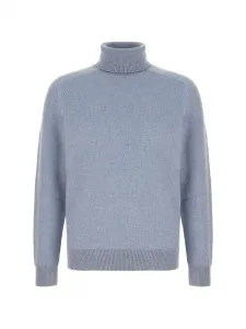 Вязаный свитер с воротником-гольф Zegna, синий