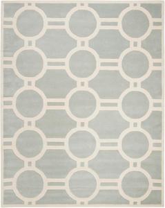 Ковер SAFAVIEH, 214 x 214 см, Chatham Collection, Grey & Ivory, ручной работы, геометрический узор, шерсть, подходит для помещений с высокой проходимостью в гостиной, спальне (CHT739E)