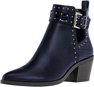 Женские ботильоны FSJ Almond с заостренным носком, вырезами в стиле челси, массивным каблуком, ремешком с пряжкой и комфортной посадкой, размеры 4-15 США, Navy