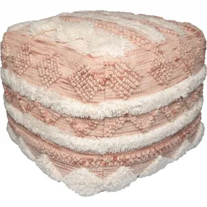 Пуф Bohist 225 50 см x 50 см, с текстурами, бахромой и кисточками, 1 шт., ручная работа, уникальный, отлично сочетается, разнообразное применение Kayoom, розовый/кремовый