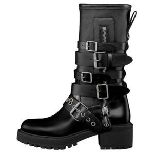 Женские ботинки Christian Zip с детализированной пряжкой DIOR