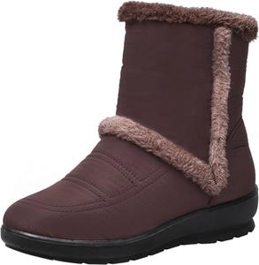 Женские зимние ботинки с флисом, теплые ботильоны до середины икры, повседневные утепленные ботинки на молнии, ортопедические, мягкие осенние обувь для женщин Generic, #D08-Brown