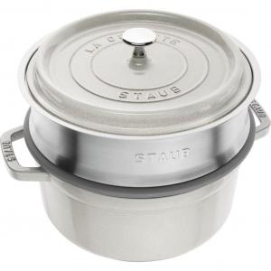 Кастрюля с паровой корзиной Staub, 3,8 л, 24 см, белый