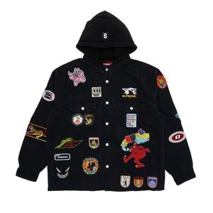 Рубашка Supreme Patches Hooded Zip Up Shirt, Black