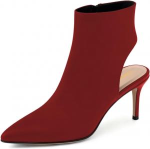 Женские ботильоны Tang'scuisins с заостренным носком и разрезом на щиколотке, высокие шпильки с боковой молнией, модные стильные зимние и осенние туфли, размеры US 4-16, Red