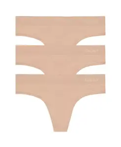 Женские бесшовные трусы-стринги Litewear, 3 шт., DK5016NP3 DKNY, коричневый/бежевый