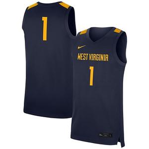 Мужская реплика джерси West Virginia Mountaineers #1 в цвете navy Nike