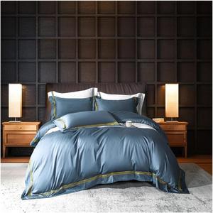 YUSIWOAL Комплект постельного белья однотонный сатин хлопок 600TC с вышитыми линиями Color 2
