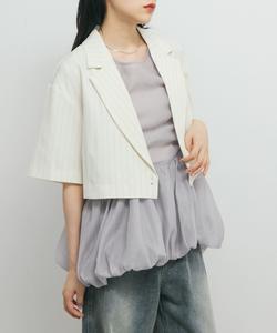 Полосатый короткый жакет Kbf, цвет Ivory